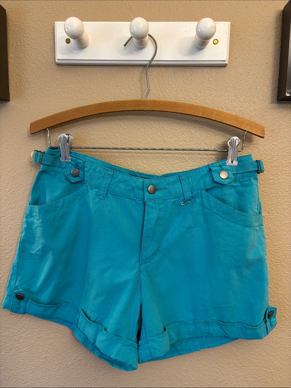 NEW! Da-Nang Surplus SMALL Turquoise Teal Roll-Cuff Casual Shorts